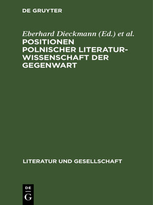 cover image of Positionen polnischer Literaturwissenschaft der Gegenwart